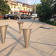Posts for leaning, but not for sitting.